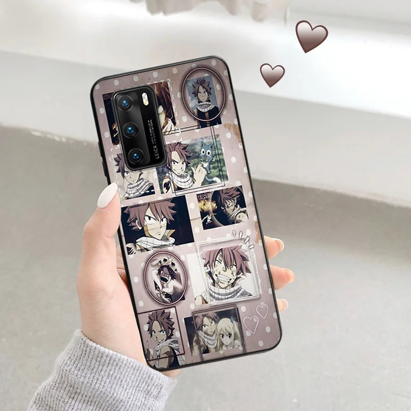 Ultra Thin Soft Case For Huawei P40 P30 Lite P20Pro P Smart Moto G200 G30 G31 One Fusion Fairy Tail Anime Black Color Back Cover