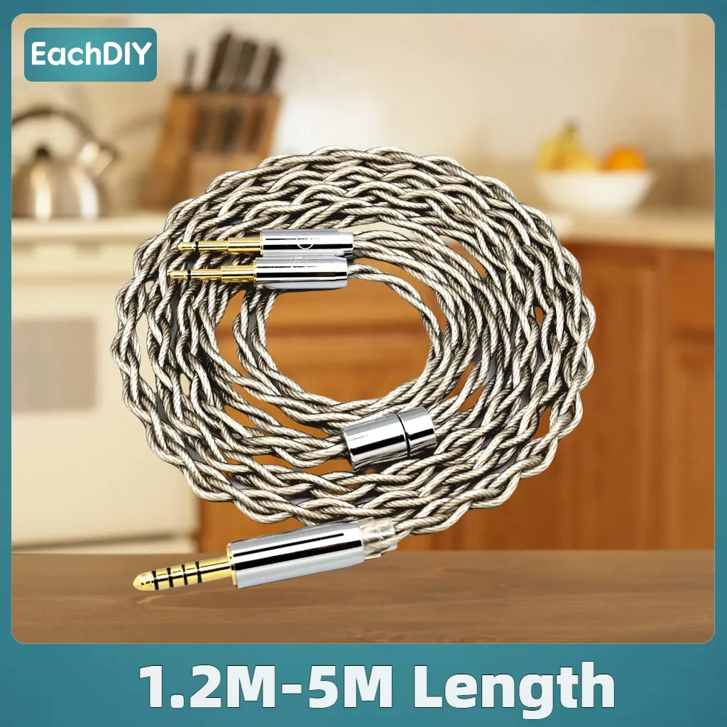 

99% Pure Silver + Graphene Earphone Cable For Sennheiser HD477 HD497 HD212 PRO EH250 EH350 Silver Plated Shield 7949