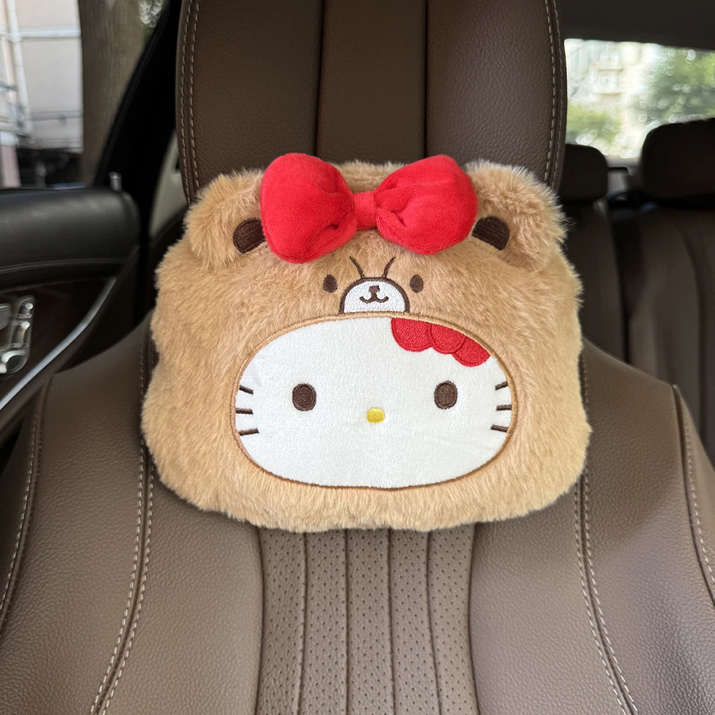 サンリオ ハローキティ 車用ヘッドレスト 安全シートベルトカバー かわいい和風バッククッション ぬいぐるみ ハローキティ 車の装飾ギフト