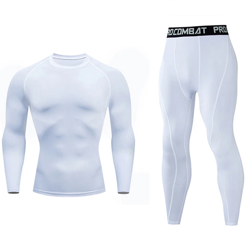 Men\'s Gym Clothing Jogging suit Compression MMA rashgard Male Long johns  Thermal underwear  Winter first layer Sports suit 4XL