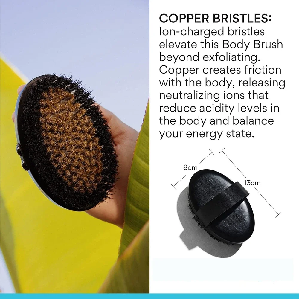Cepillo seco de alambre de cobre para cuerpo de dragado de meridianos, peine de madera de haya, cepillo para piel de pollo, masaje exfoliante,