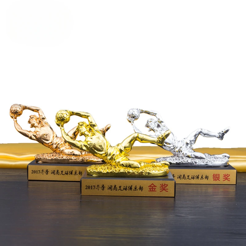 Resin Plated Goalkeeper Trophies Football Goalkeeper Awards MEDALS Fans Souvenir Decoration Pieces of Arts and Crafts