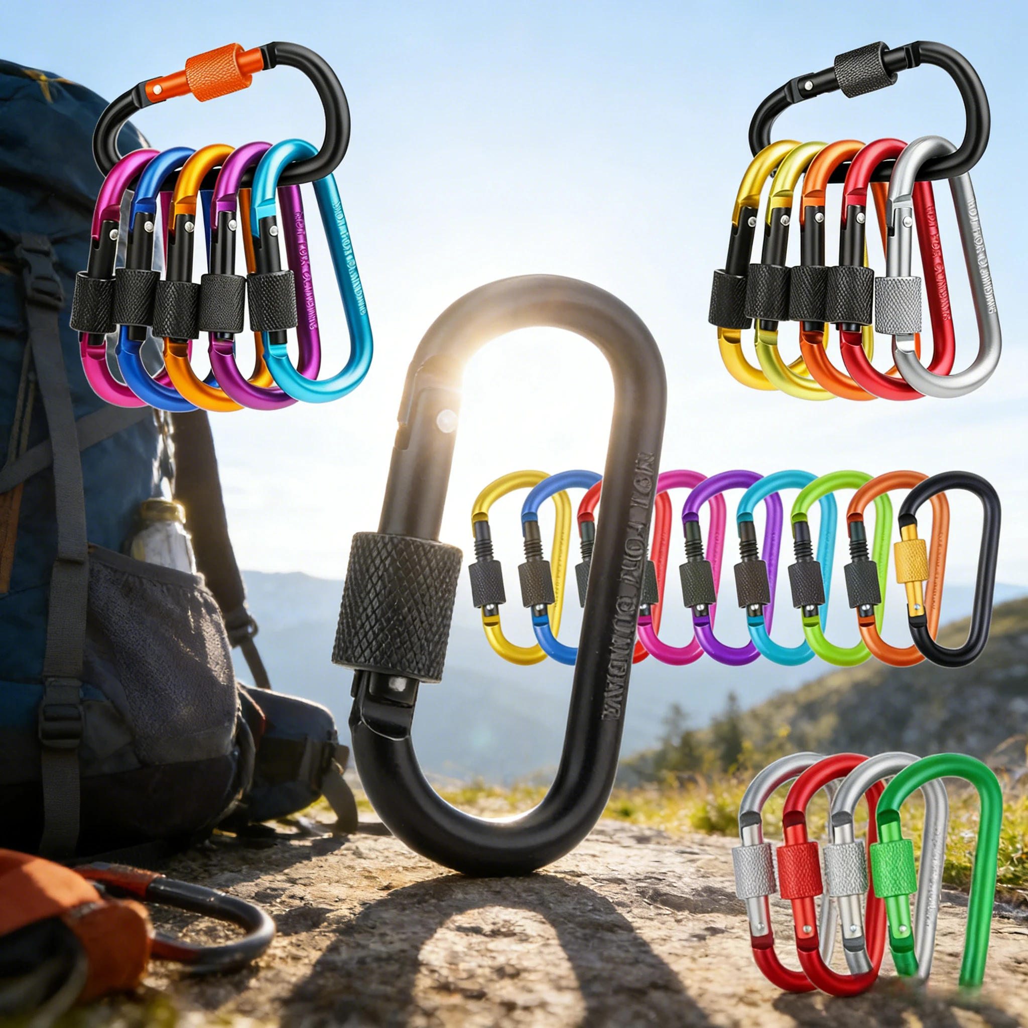 1-6pcs Keychain Hook With Lock Buckle Aluminum Carabiners Home Storage Tools Key Hooks Decorative Hooks Portable Durable TMZ