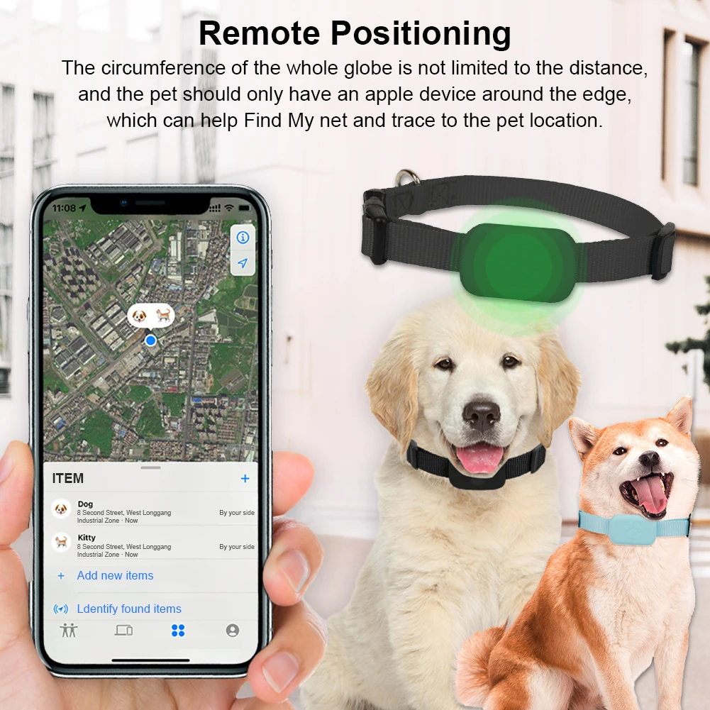 

For iOS Mini GPS Tracker Battery Operated Dog Collar Adjustable Animal Tracking Movement Alert Collar for Cats Dogs