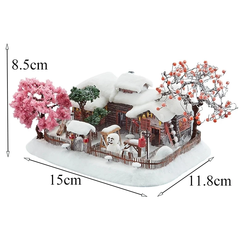 Fai da te 3D Puzzle in metallo villaggio invernale con luce Casa case delle bambole kit di costruzione di modelli 3D taglio Laser Jigsaw Toys per regali per adulti