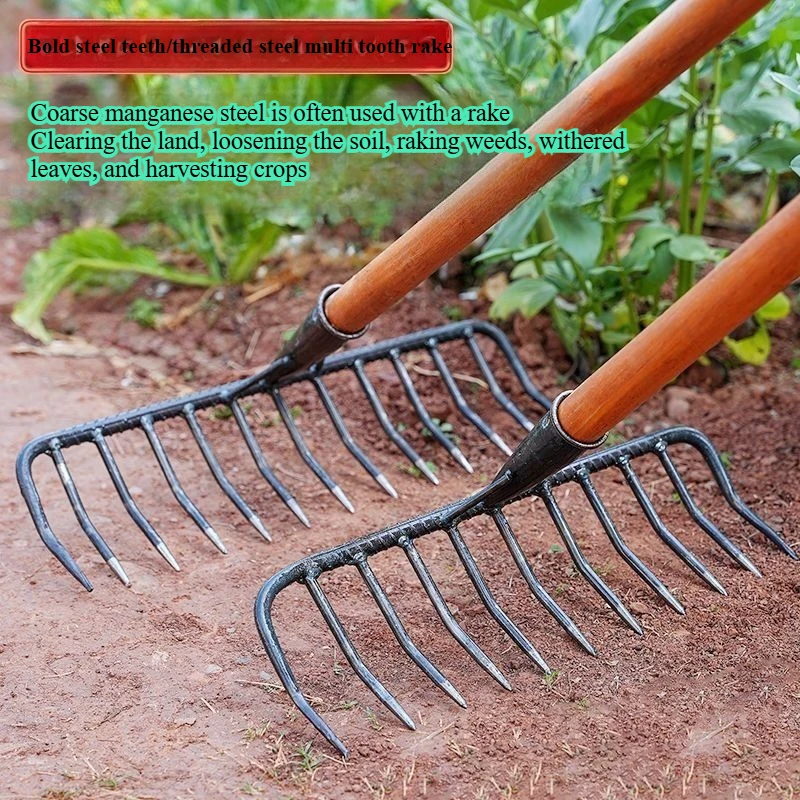 Soil Tilling Cultivator - 7/9/11 teeth Steel Garden Rake –