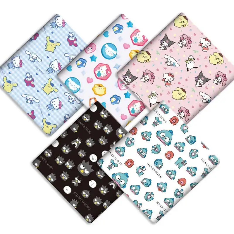 Tissu Sanrio tendance, motif dessin animé, 140x50cm, pour patchwork, textile de maison, couture, robes de poupées, rideaux, en polyester et coton