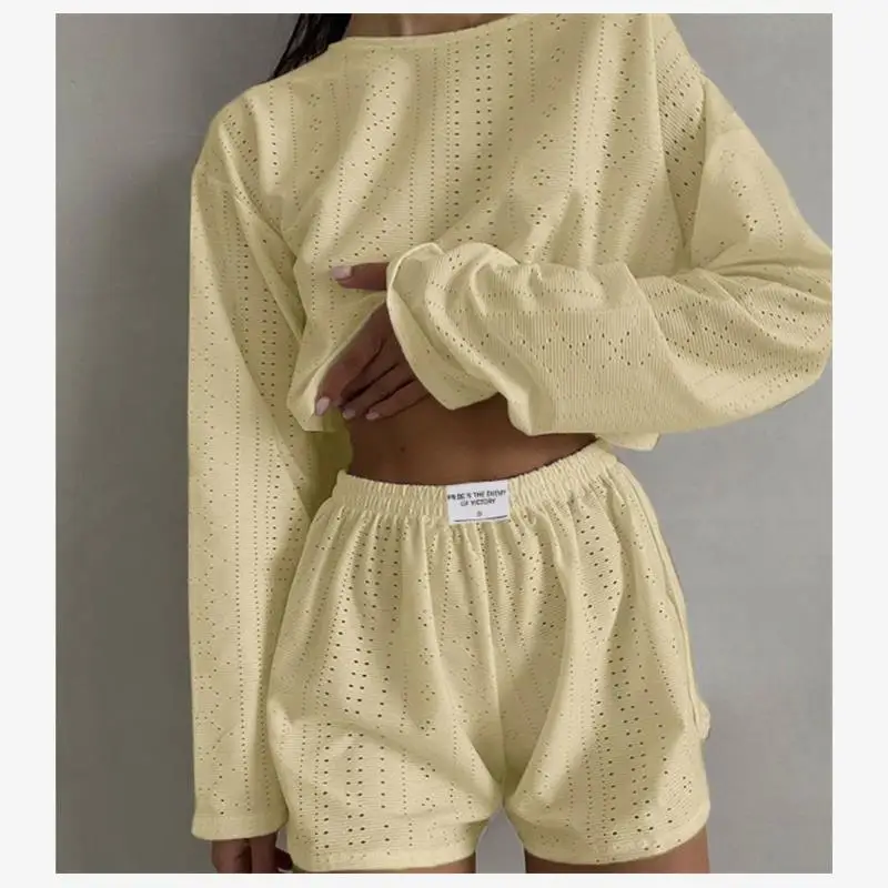 Conjunto de 2 Piezas Casual y Moderno para Mujer, Top y orts, Estilo Princesa, Manga Media, , Forro Polar Cálido, Ropa ...