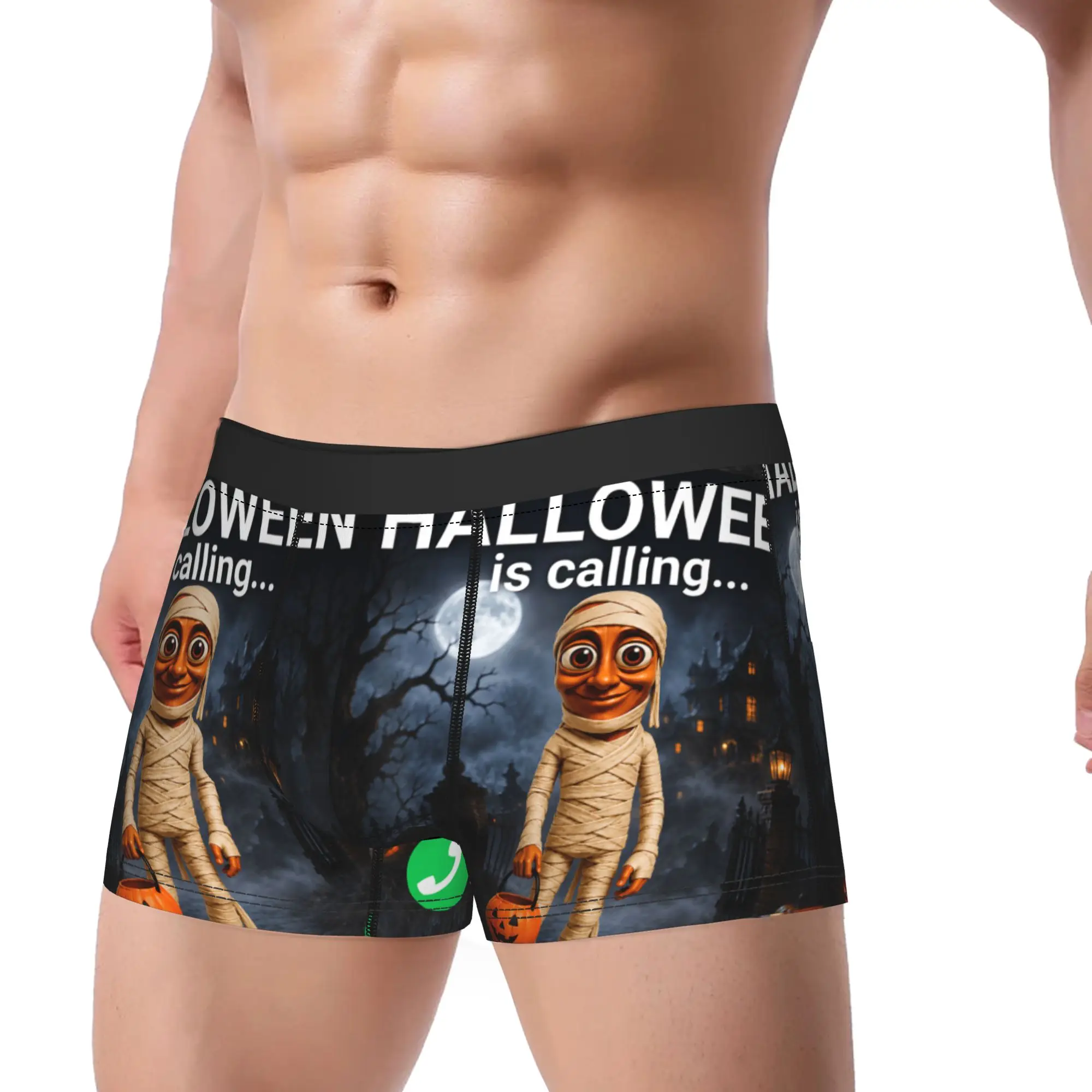 Halloween Tung Tung Tung Sahur Underwear  Comfortable Panties Pattern Boxer Brief For Men 3D Pouch Large Size Trunk