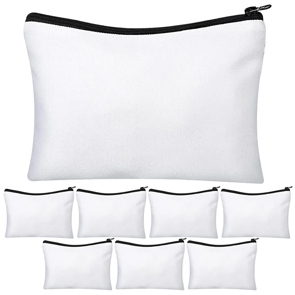 

8 set 8 set Diy Heat Transfer Canvas Zipper Makeup Bag Travel Toiletry Pouch Bulk Sublimation Storage Case For Personal