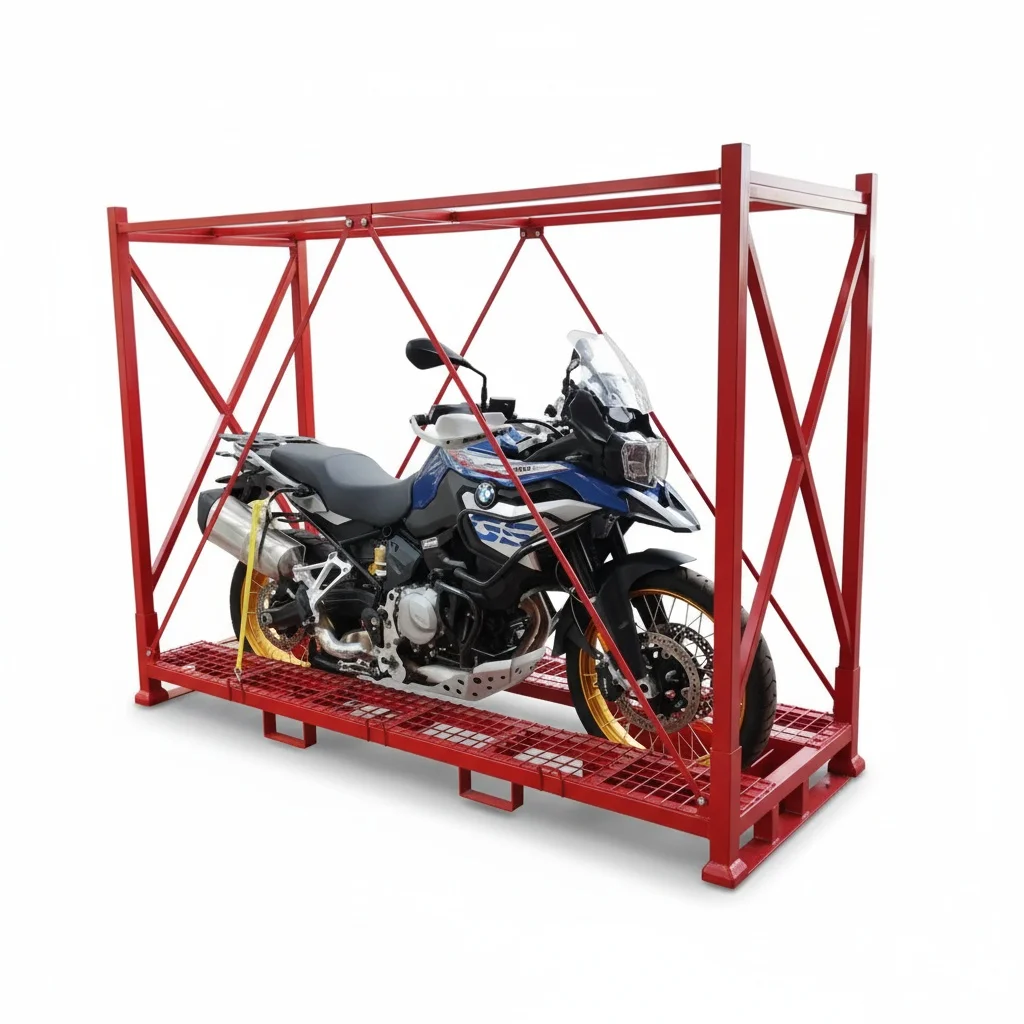 Motorcycle Transport Rack, Heavy Duty Mild Steel Q235 Stacking Storage Rack, 2540x1160x1280 mm Industrial Stillage