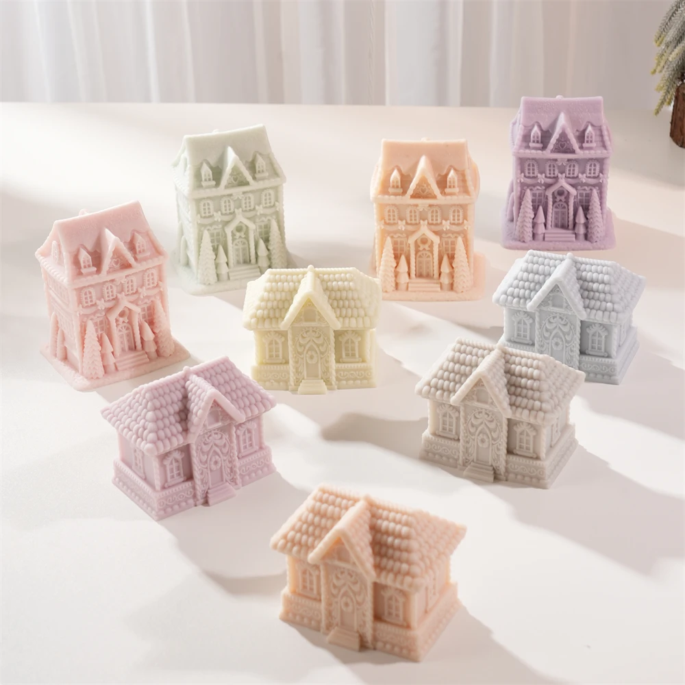 Gingerbread House Candle Silicone Mold Christmas Gingerbread Cottage Silicone Soy Wax Mould DIY Home Decoration