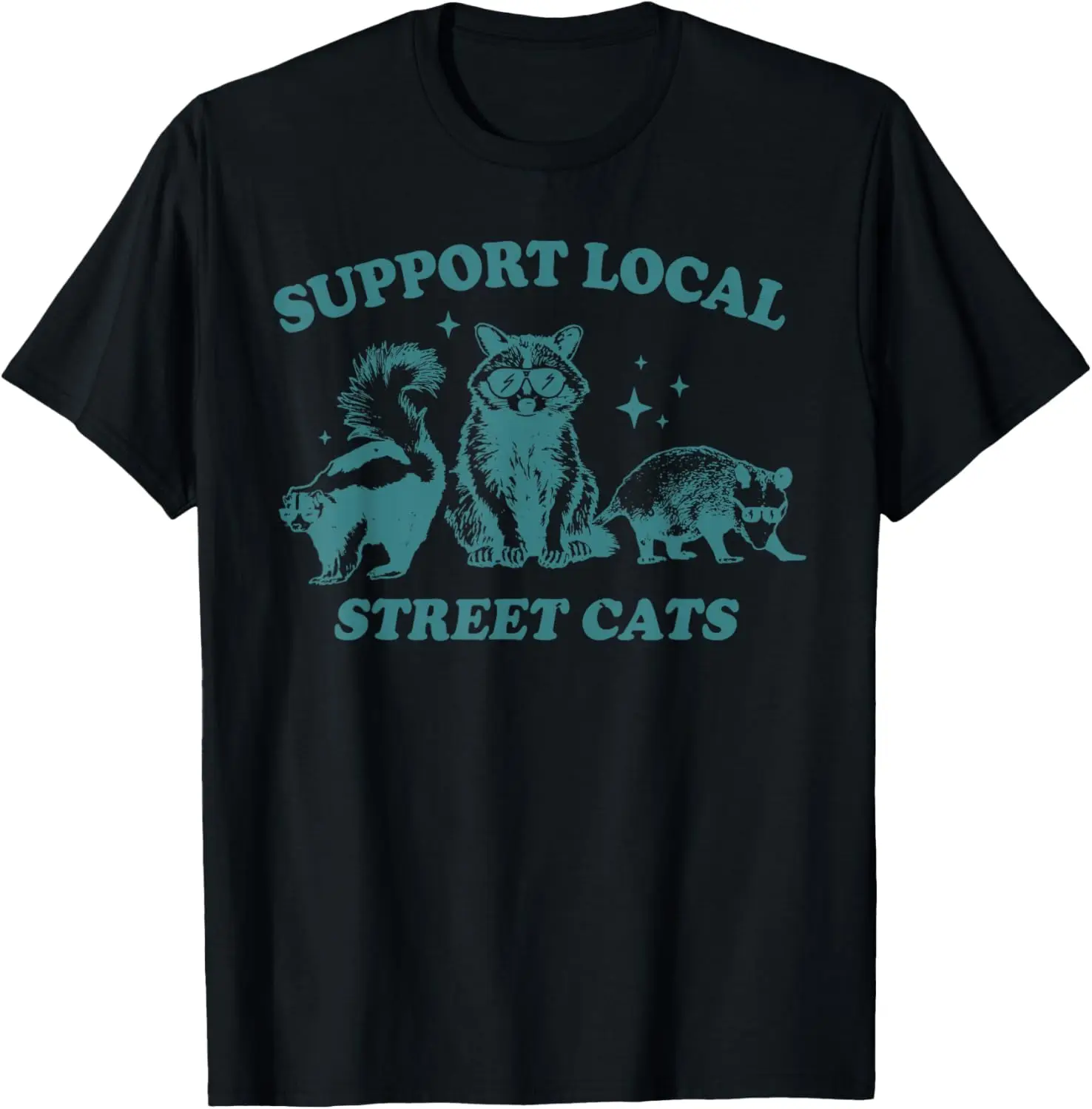 

Забавная винтажная футболка с изображением енота и опоссума-скрубака Support-Local-Street-Cat