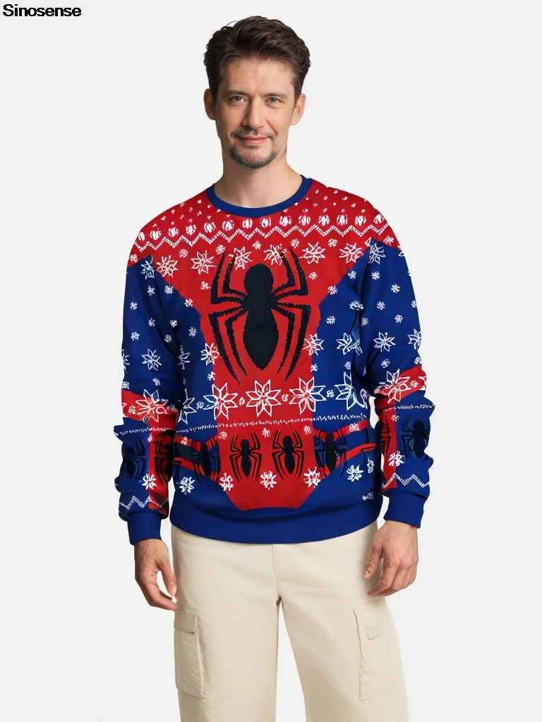 Erkekler kadınlar örümcek Xmas kazak 3D dijital baskı yeni yıl arifesi tatil parti Jumper Unisex kazak çirkin noel kazağı Tops