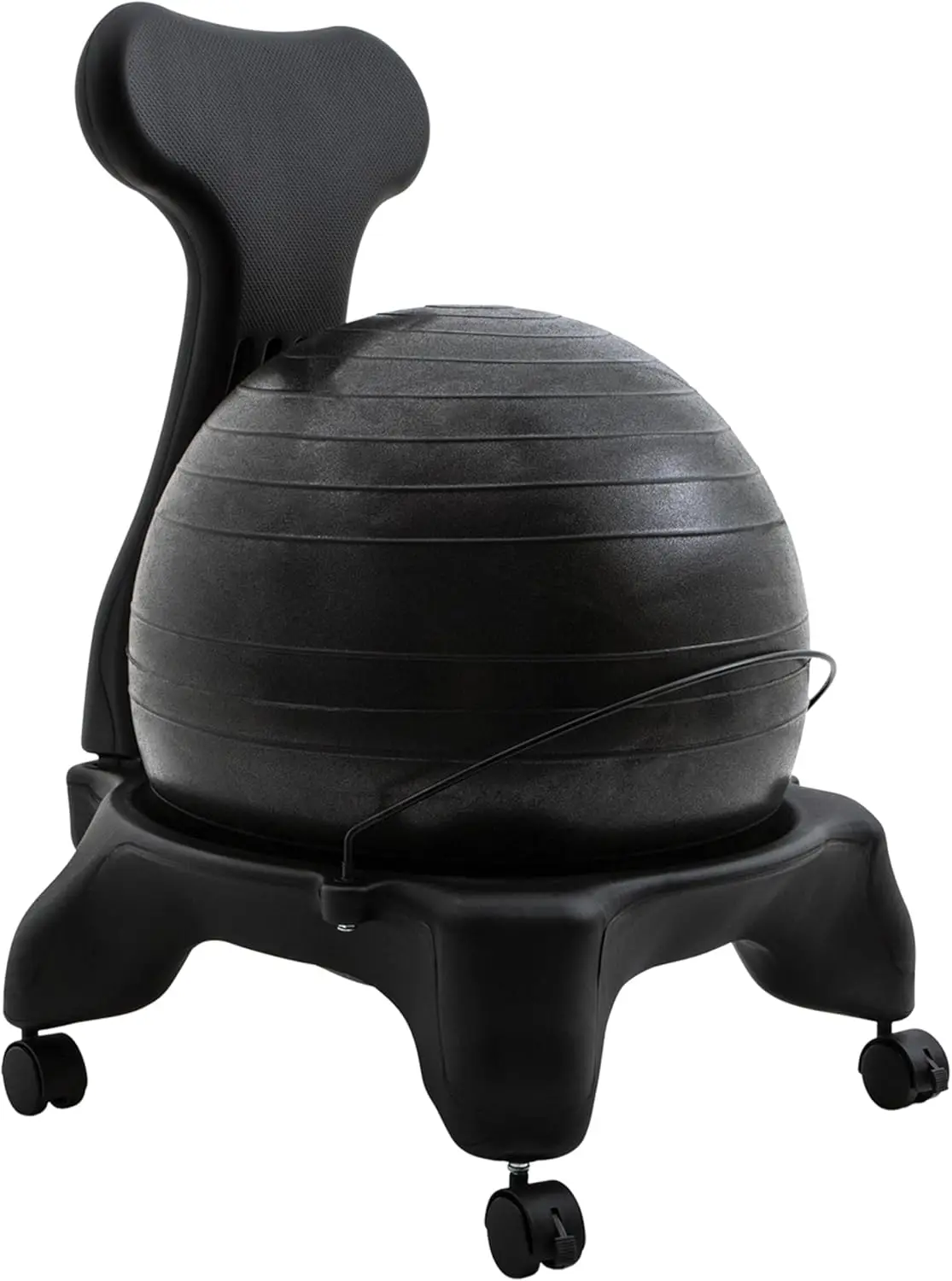 Sports Exercise Ball Chair with Included Hand Air Pump: FitPro Balance Ball Chair with Wheels and Back Support – Multiple Styles