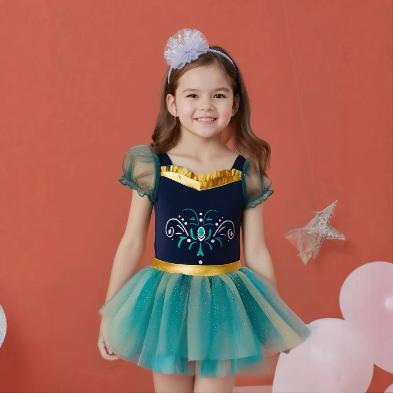 

Удобное милое платье принцессы Анны для девочек на Хэллоуин, балетное танцевальное платье, детская праздничная одежда для выступлений, пышное тюлевое платье