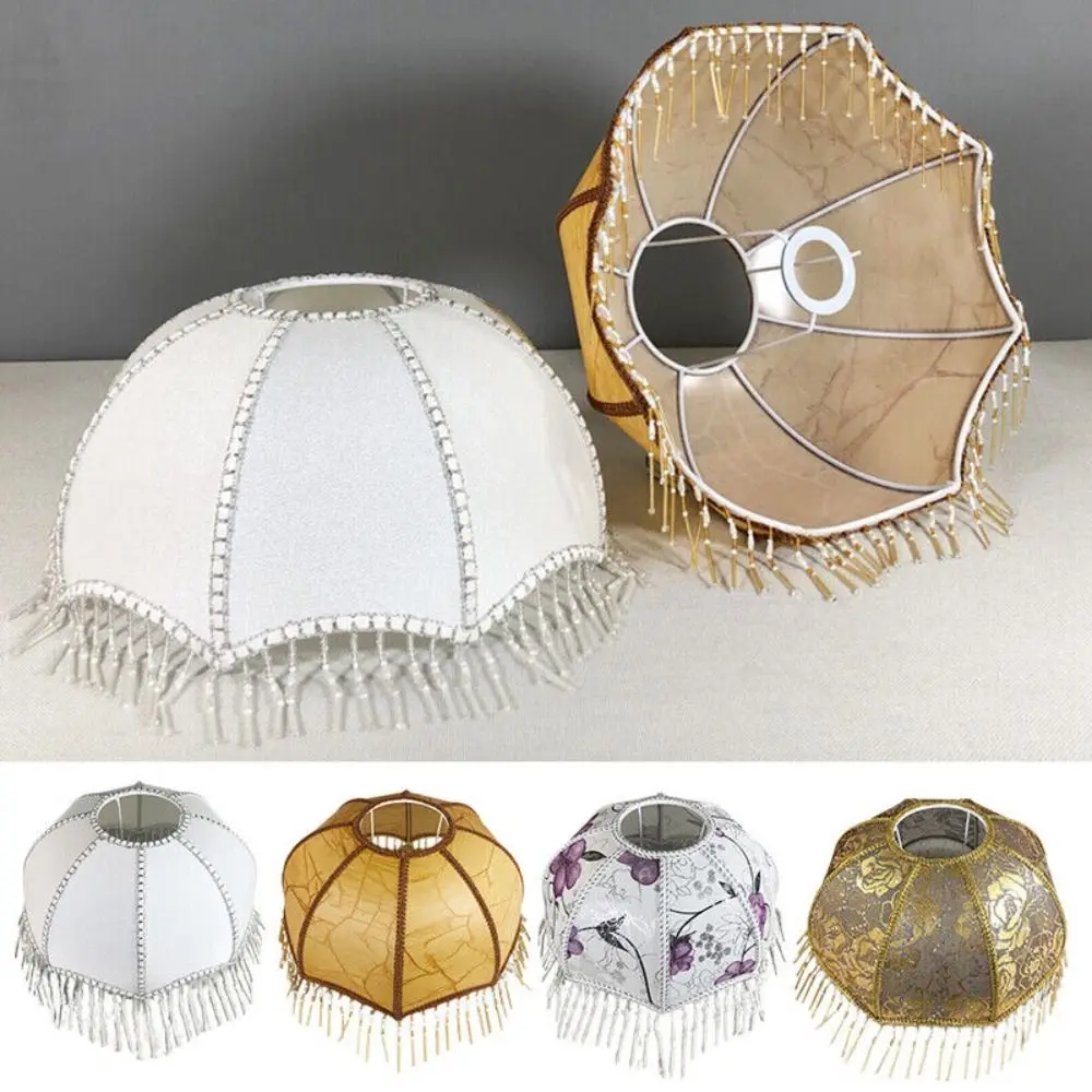 

Retro E27 Fringe Lamp Shades Beaded Fabric Tassel Lamp Shade Home Decor Lampshade