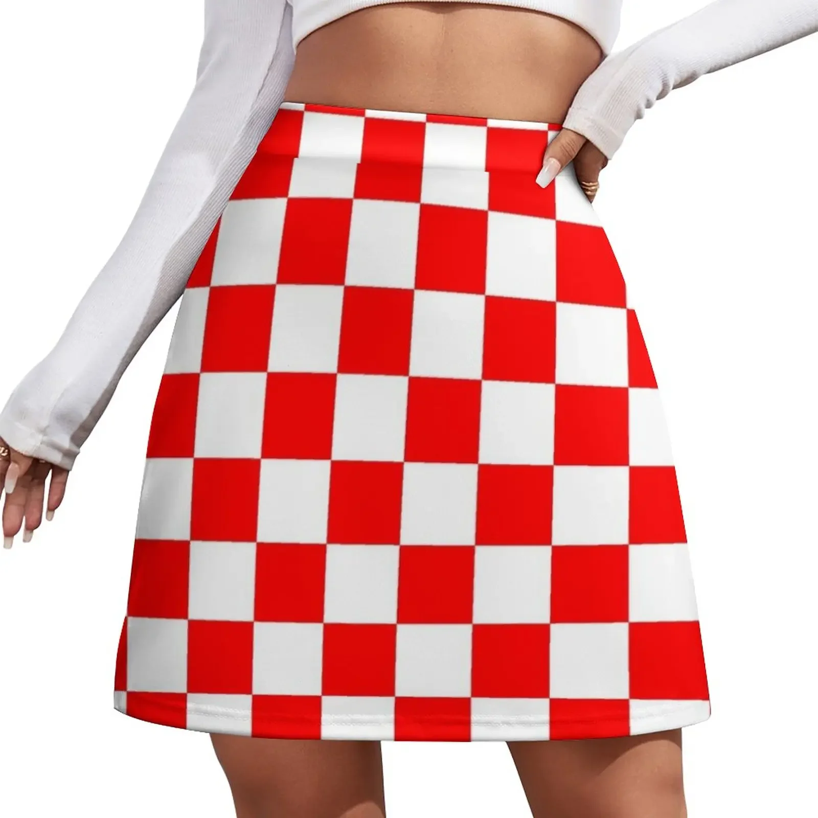 

Red and White Checkered Mini Skirt novelty in clothes Summer women's clothing School uniform