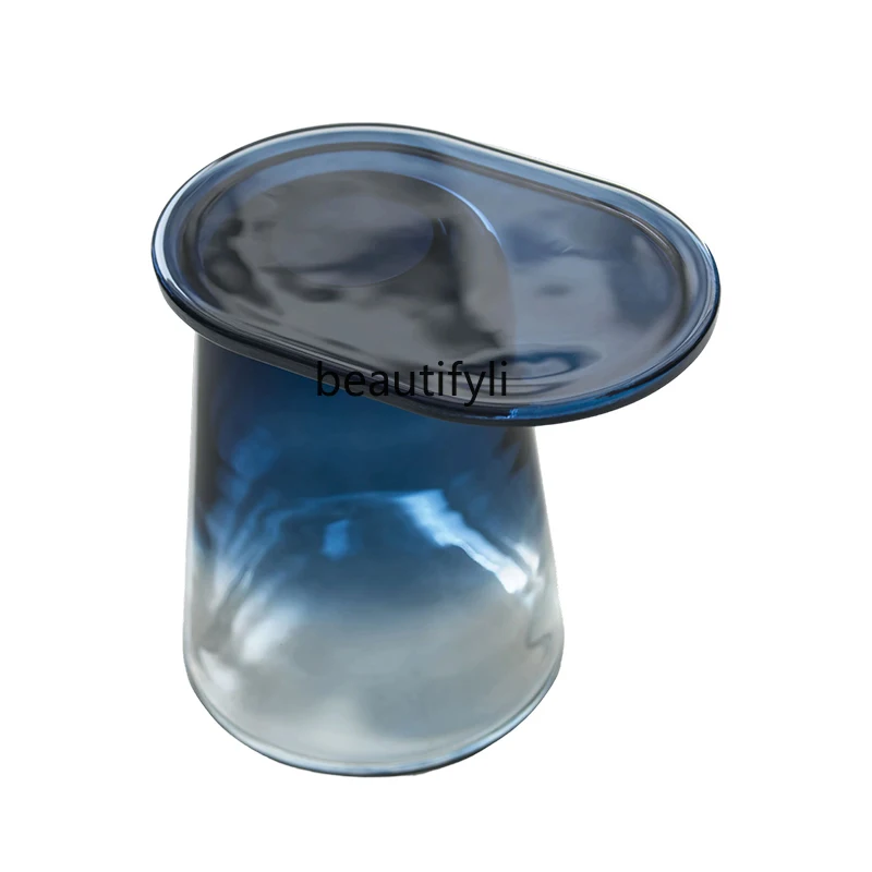 

Light luxury living room home designer high-end glass coffee table sofa small side table