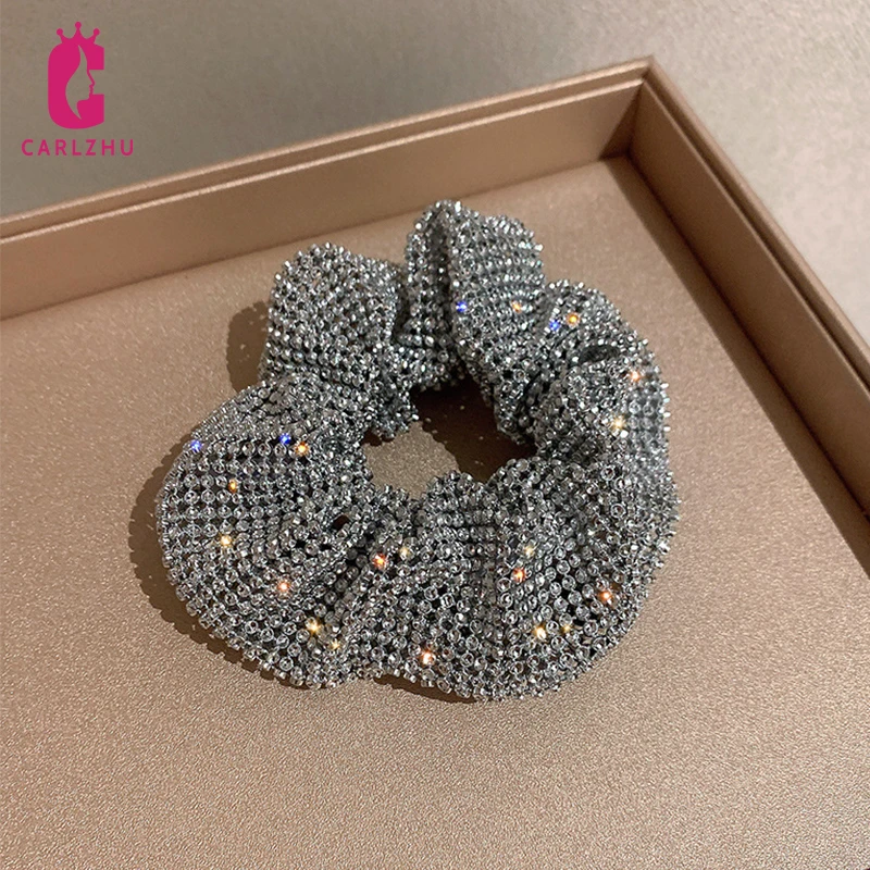 

Sparkling Full Rhinestone Hair Tie Scrunchies For Women Girls Party Headdress Hair Accessories Ponytail Elastic Rubber Band