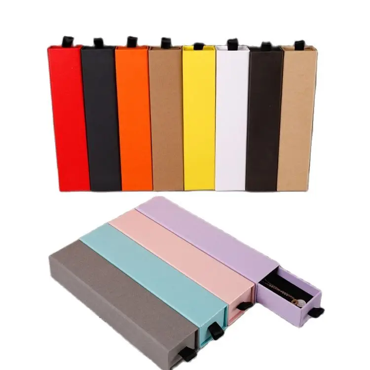 

10pcs Jewelry Packaging Box Holder Black Pink White Aqua Brown Kraft Paper Engagement Ring Brooch Necklace Bracelet Long Box