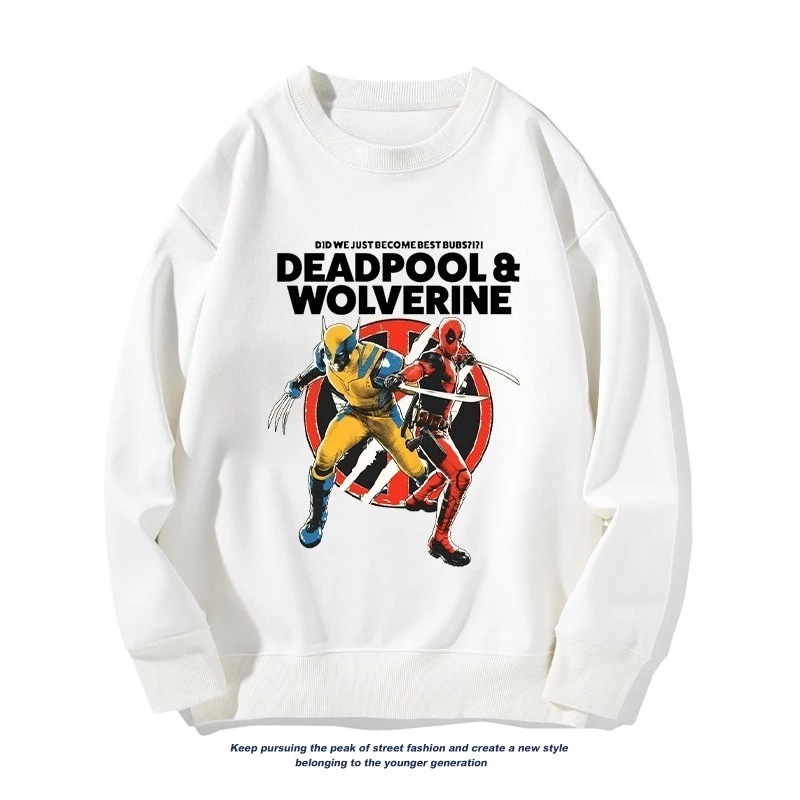 Deadpool y Wolverine Película Marvel Colaboración Sudadera con cuello redondo Chaqueta holgada de manga larga para hombres y mujeres