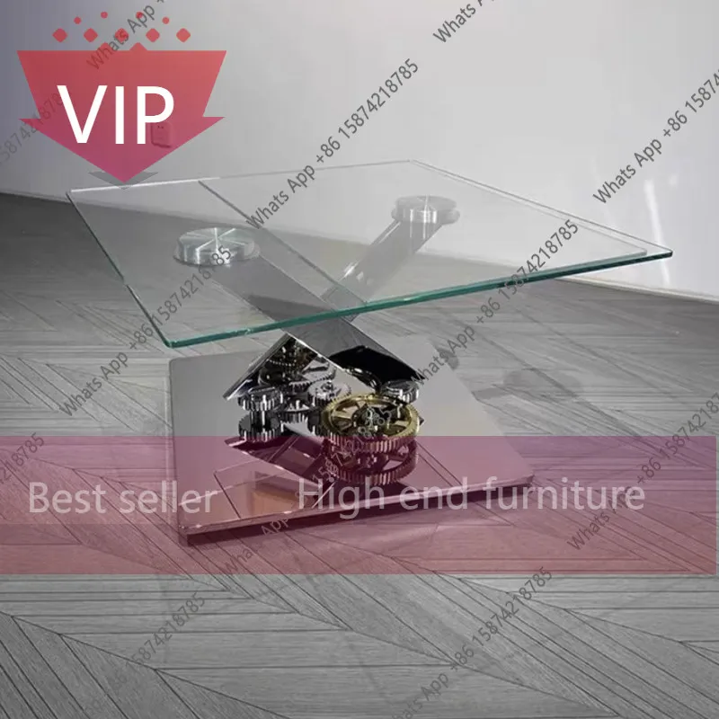 ZL Modern minimalist creative mechanical coffee table living room rotatable household Italian minimalist stainless steel tea tab