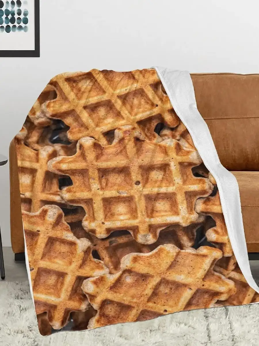 Multigrain Waffles D Realistic Food UltraSoft Throw Blanket x Travel All Season Bed Sofa Dorm Decor Bedroom Bedding