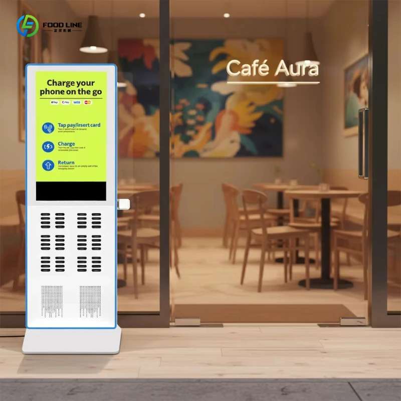 Touchscreen 15W Multiple Payment Methods Smart Floor-Standing Power Station Charging Tower for Public Spaces
