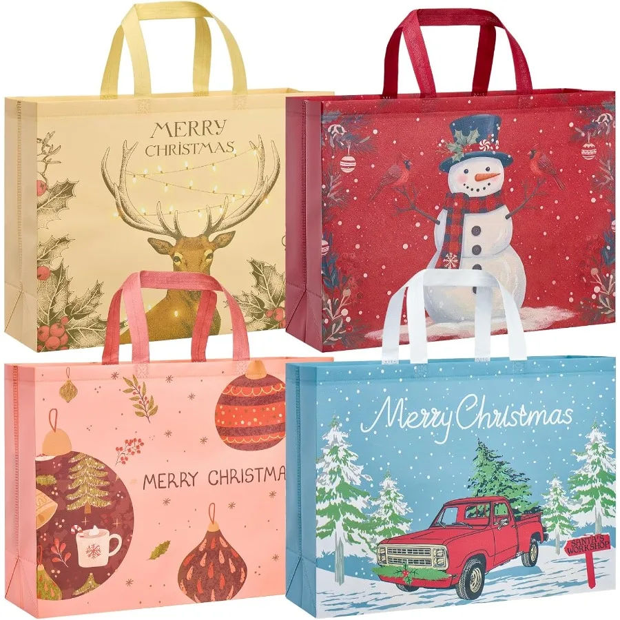 

24 Pack 20" Extra Lar Cristmas Gift ags Reusale Jumo Cristmas Tote ags wit andles Perfect for Xmas Gift Wrap/Party Favor Suppli