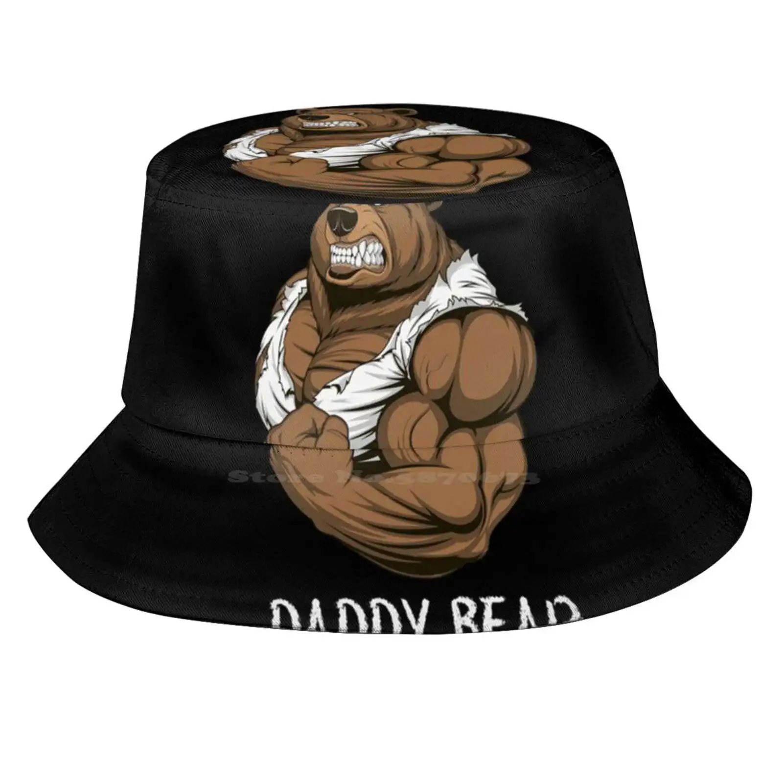 Big Daddy Bear Sun Cap Fisherman Hat Bucket Hats Daddy Bear Big Popa Fathers Day Tough Strong Protective Dont Mess With Dad