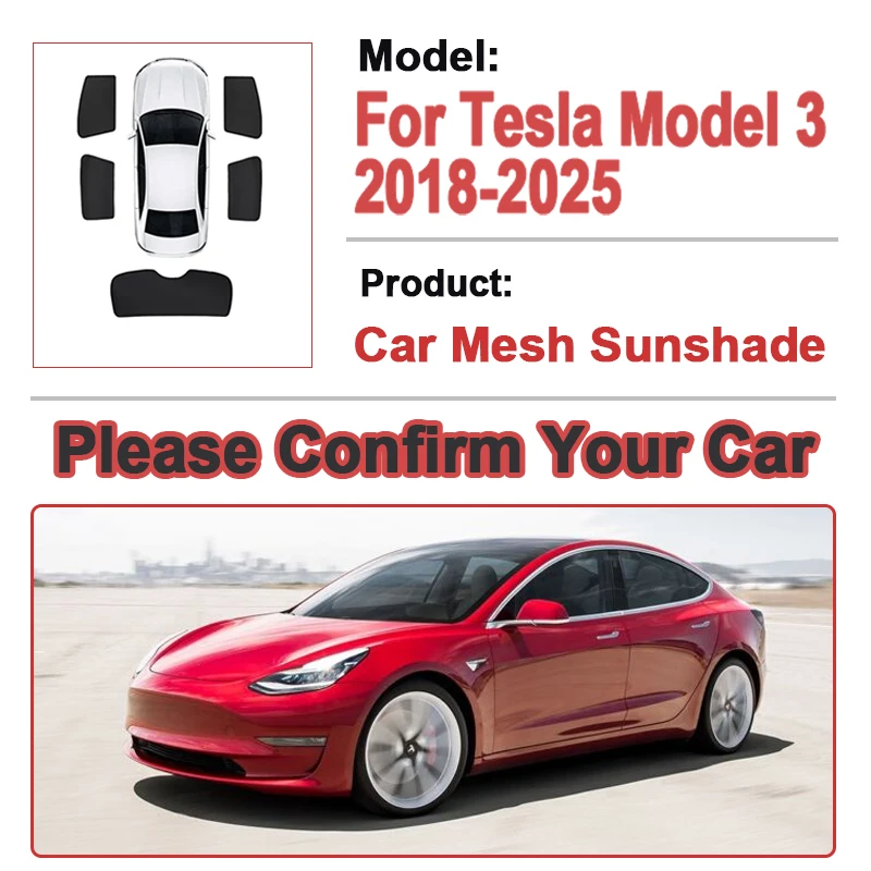 

Солнцезащитные сетчатые шторки для Tesla Model 3 (2018-2025), магнитные, с защитой от УФ-излучения, автомобильные солнцезащитные козырьки