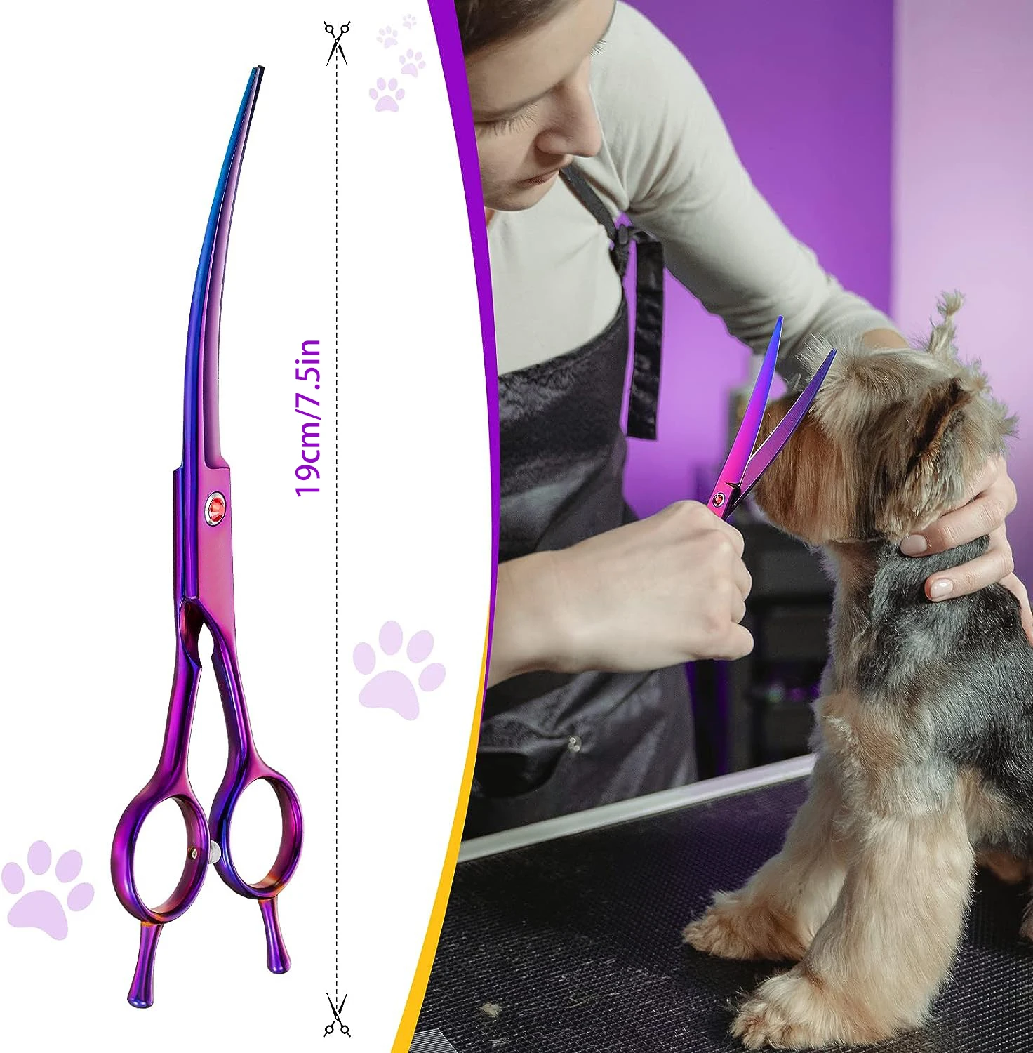 Pet Grooming Scissors 7inch Right and Left Hand Curved Scissors For Dog Grooming Hair Styling Scissors