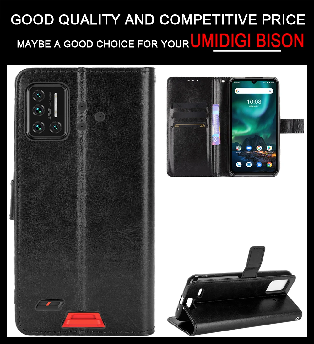 Flip Wallet PU Leather Case for UMIDIGI Bison/Bison GT/Bison Pro Mobile Phone Case Cover with Card Slot Holders Umidigi X10 Pro