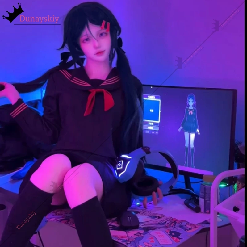 MiSide مجنون ميتا تأثيري لعبة تأثيري حلي اليابانية تنورة سوداء مجموعة Jk موحدة XS-XL هالوين زاحف ميتا ملابس للحفلات #6