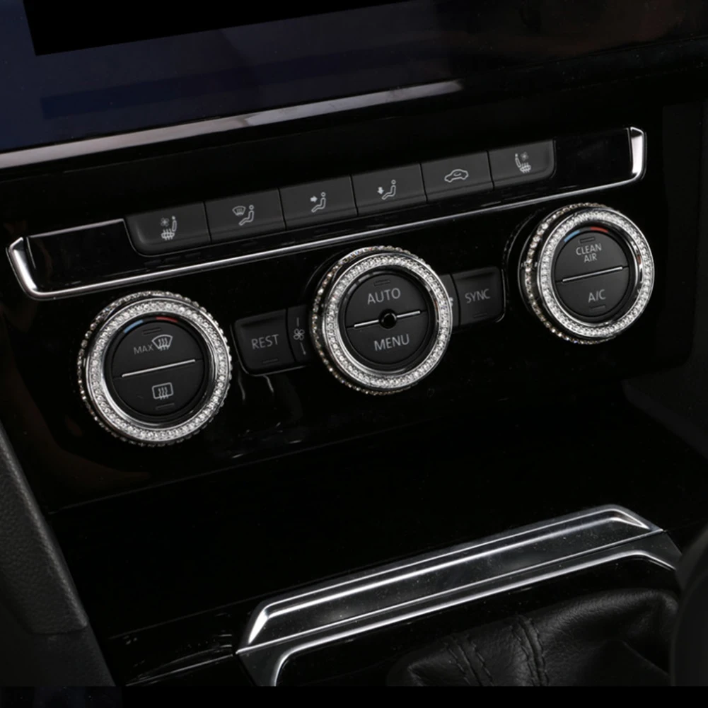 

Car Interior Trim AC Button Cover Center Console Upgrade Easy Installation Knob Protection Layer Zinc Alloy Finish
