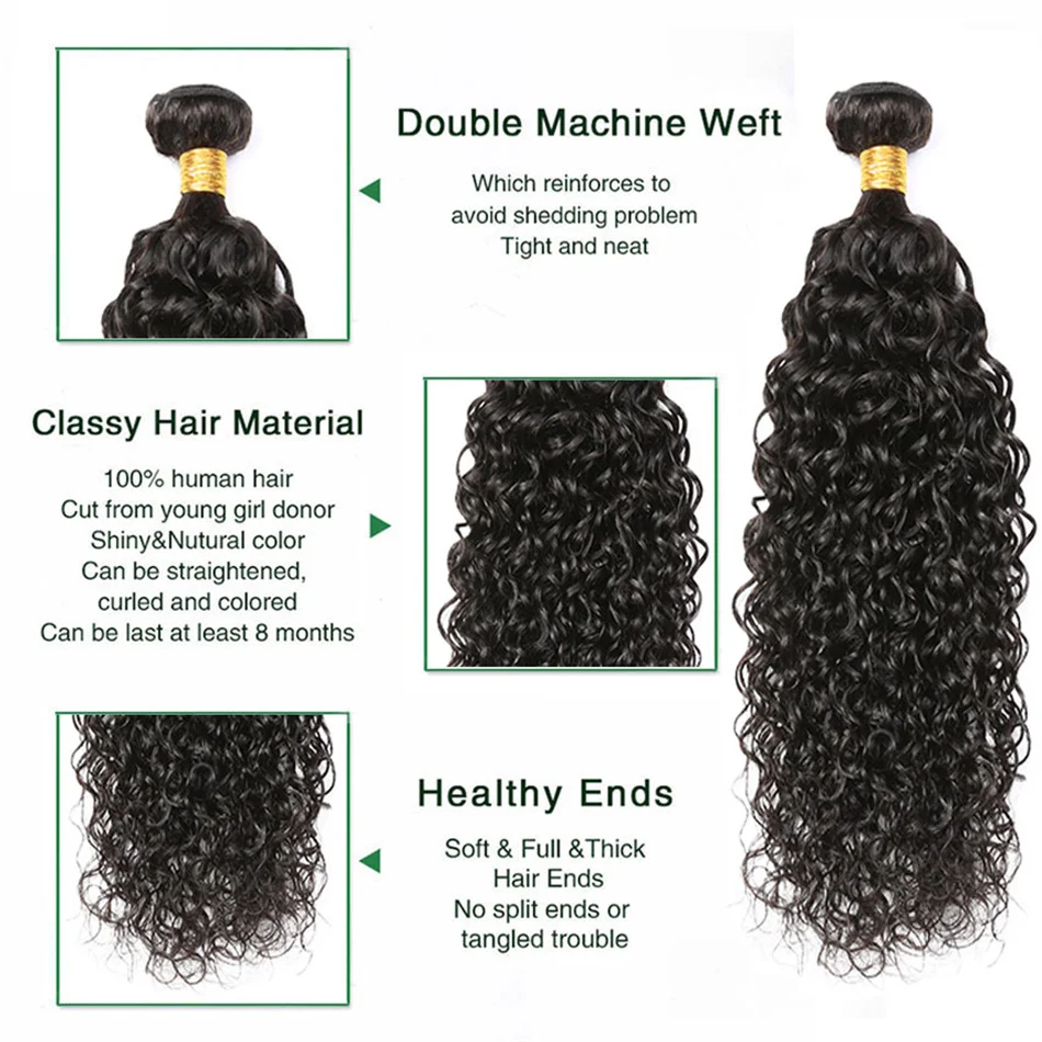 Bundles de cheveux humains Deep Wave, tissage de cheveux humains bouclés, extensions de cheveux brésiliens Remy