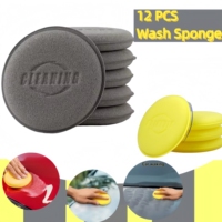 12PCS Car Detailing Sponge High Density Foam Applicator Pad Round Polishing Wiping Cleaning Tool For Auto Car Wash Supplies