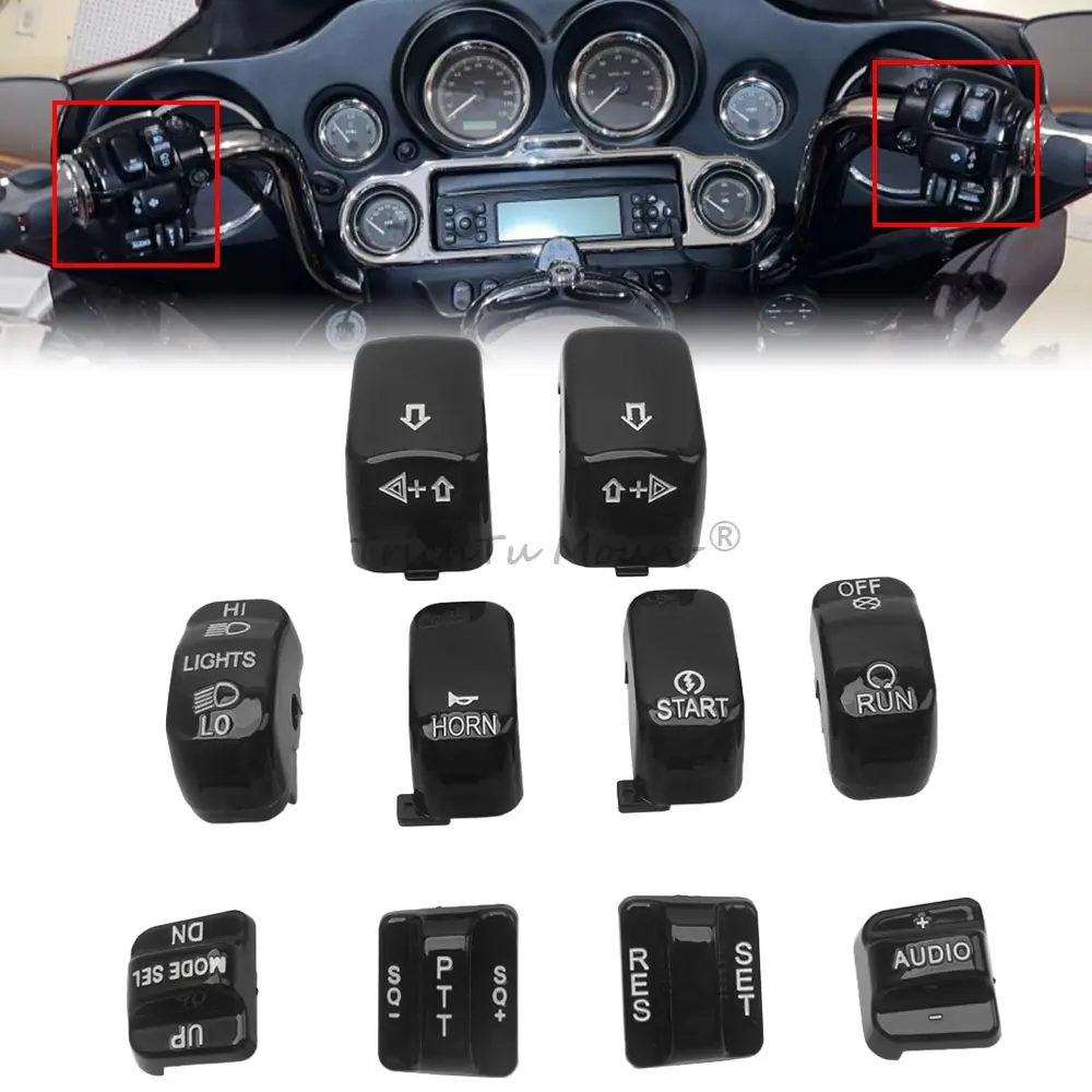

New Abs Plastic Switch Caps Left And Right Side Fits For Harley Cvo Electra Glide Road Glide Street Glide Trike 1996-2013 Black