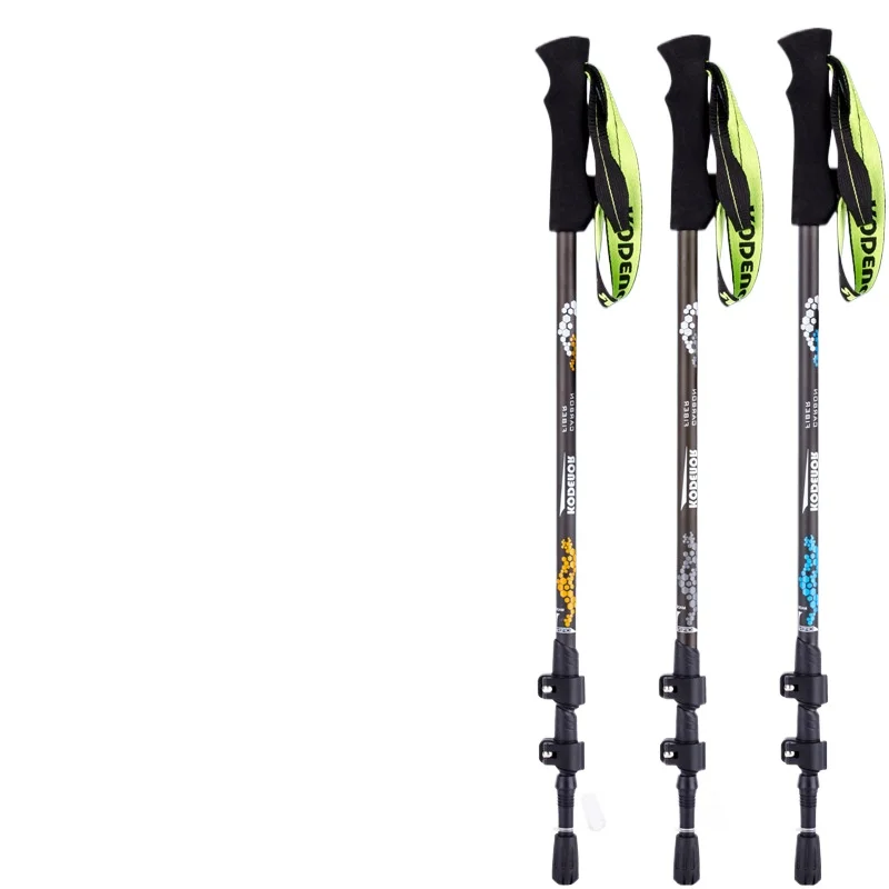 Outdoor Snow Leopard 3 Series Carbon Fiber Telescopic Three Section External Lock Folding Crutch Mountaineering Staff