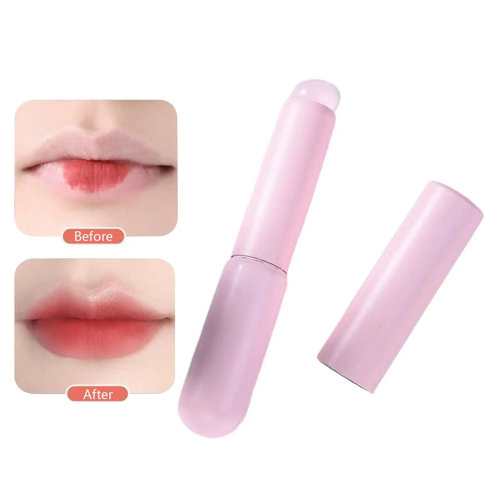 فرشاة شفاه من السيليكون محمولة مع واقي أنبوبي، أداة مكياج برأس مستدير، فرشاة أحمر الشفاه، فرشاة مكياج الشفاه للسفر المنزلي للاستخدام اليومي