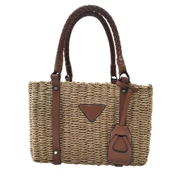 Bolso de playa de diseñador de lujo para mujer, bolsa de paja de marca famosa de alta calidad, bolso de rafia, bolso de viaje, cesta de Palma, bolso de mimbre, 2024