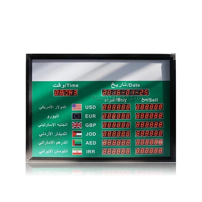 Indoor bank foreign currency exchange rate led electronic board for bank indoor bank currency exchange rates display