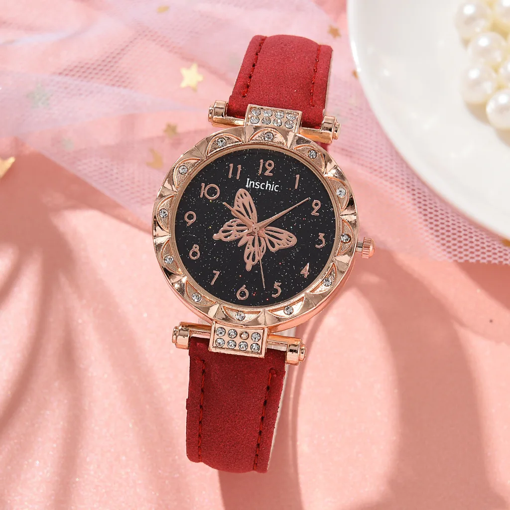 Retro Ladies' Watch Fashion Personality Simplicity Watches Butterfly Digital Leather Belt Uartz Wristwatches Relojes Para Mujer