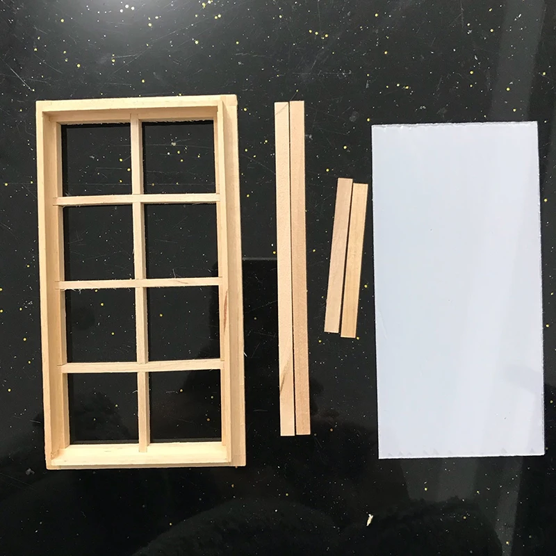 1 Stück DIY handgefertigtes Material 1:12 Holzpuppenhaus 8-Gitterfenster unbemalt Möbelzubehör Miniatur-Kinderspielzeug