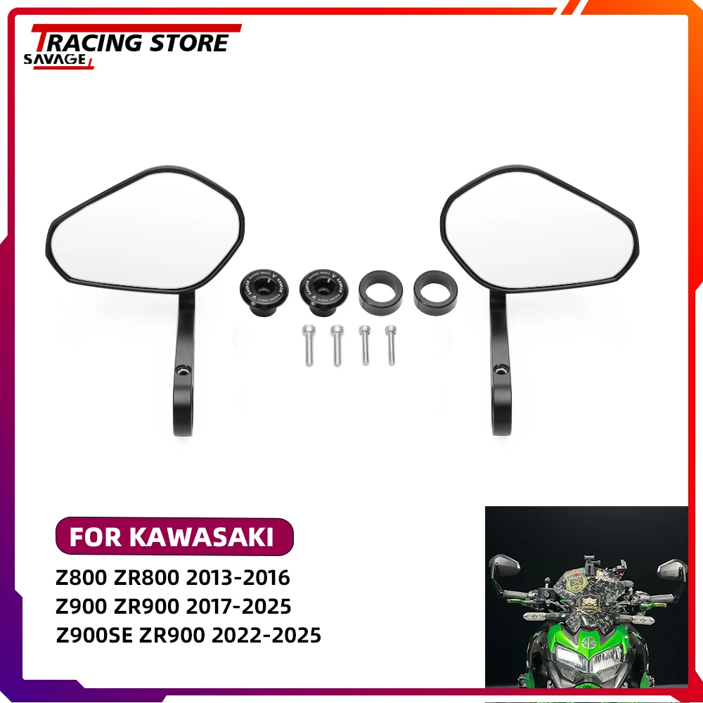 

Motorycle Adjustable Rear Side Rearview Mirrors For Kawasaki Z800 ZR800 Z900 ZR900 Z900SE ZR900 Handle Bar End Handlebar Mirror