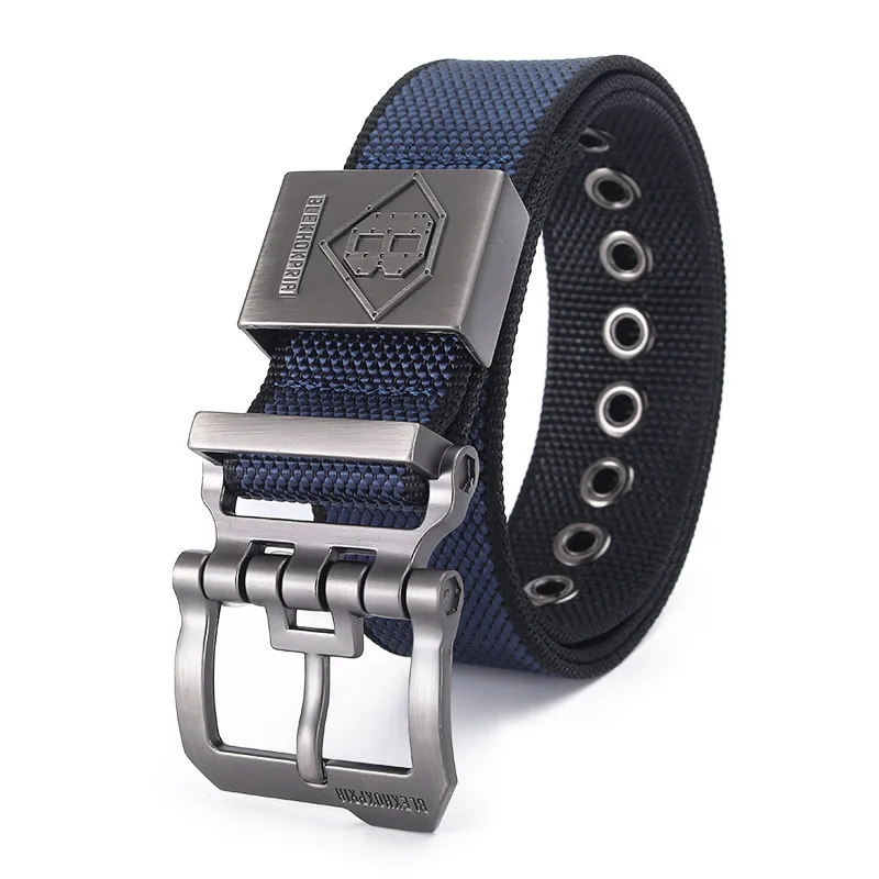 

Новый двусторонний мужской ремень с жемчужным зерном, модный сплав с пряжкой, спортивные аксессуары на открытом воздухе, повседневный простой нейлоновый тактический ремень