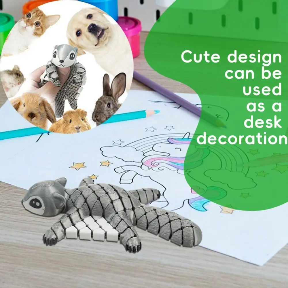 

3D Printed Funny Flying Squirrel with Movable Joints Cute Desktop Ornament Decorative Statue Adjustable Joints Creative
