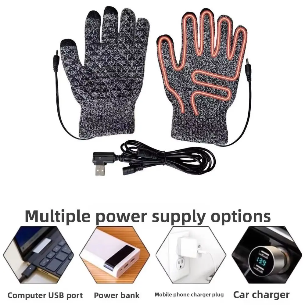 Creative Thickened USB Heated Gloves Touchscreen Adjustable Electric Heating Gloves Warm Non-Slip Touchscreen Gloves Winter