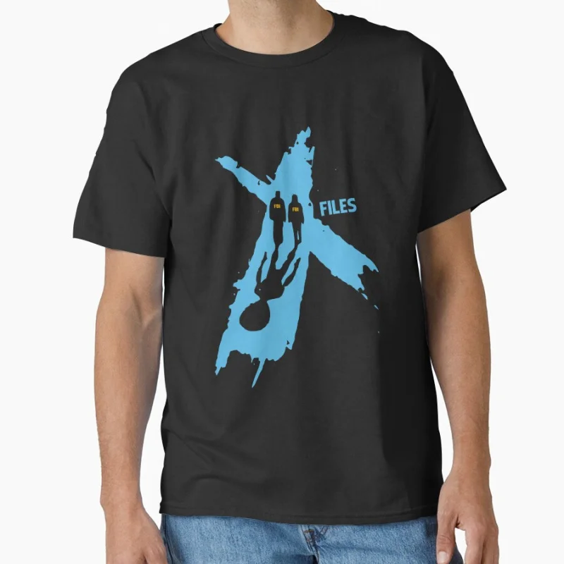 

Poster blue color Retro Sci fi The X-Files Trust No One Alien Gift T shirt 100% cotton print tee Large size Tops Graphic Clothes